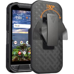Rome Tech Holster Hard for Kyocera Duraforce Pro 2 5.0 "(2018) مشبك حزام لحافظة الهاتف - مجموعة حافظة للهاتف بحزام كبير نحيف - غطاء هاتف متين مع مسند لـ Duraforce Pro 2 - أسود