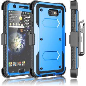 Tekcoo Galaxy J7 Sky Pro Case, Tekcoo Galaxy J7 V/J7V/J7 Perx Holster Clip, [TShell] [Built-in Screen] Locking Secure Swivel Belt Kickstand Phone Cover Full Body Case Cover for Samsung J7 2017 [Gray]
