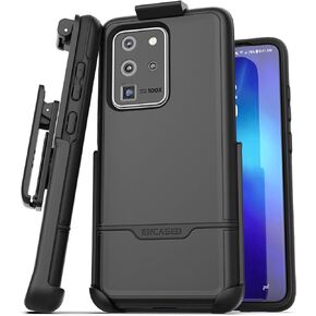 Encased Galaxy S20 Belt Clip Protective Holster Case (Rebel Armor) Heavy Duty Rugged Full Body Cover (Black)