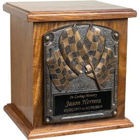 Car Racing Custom Engraved Large Wooden Funeral Cremation Urn