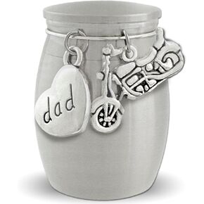 Dad Motorcycle Mini Urn Ashes Holder Biker Memorial Loss of Father Remembrance Gift for Daughter or Son Heavyweight Stainless Steel