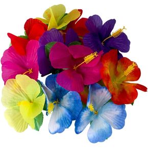 60 Pcs Artificial Hibiscus Flowers Hawaiian Faux Flowers Safari Tropical Flowers Summer Themed Party Decorations Home Garden Party Favors
