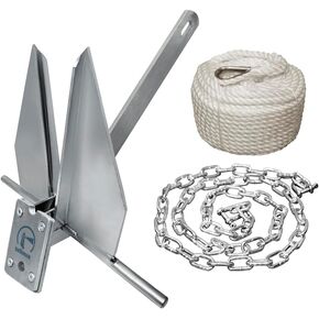 طقم مرساة القارب طقم مرساة فلوك مع سلسلة مرساة وحبل مرساة للقارب مثالي لقارب الصيد العائم للحفاظ على الأمان أو الإرساء in Kuwait