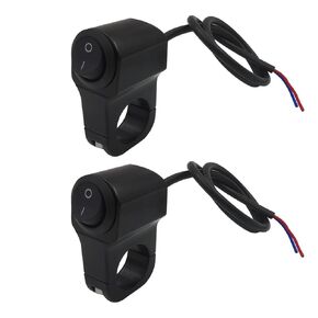 Handlebar Switch 7/8" for Motorcycle, 12V ATV Light Switch with Black Push Button and Solid Aluminium Alloy Base, Handlebar Control Switch for Dirt Bikes, Pack of 2pcs