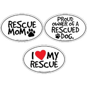 Prismatix Decal Dog/Cat Magnets Rescue Mom/Proud Owner Rescue/I Heart My Rescue 3-Pack