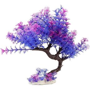 Aquarium Plant Plastic Fish Tank Plant Decorative Artificial Underwater Grass, Blue Purple