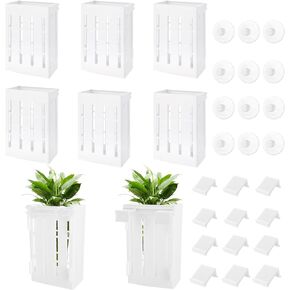 6 Pack Aquarium Plant Holder, Fish Tank Plant Holder with Hooks and Suction Cups, Hanging Plant Holder for Fish Tank, Hanging Aquatic Plant Pot for Aquarium Aquascape Decorations Plants