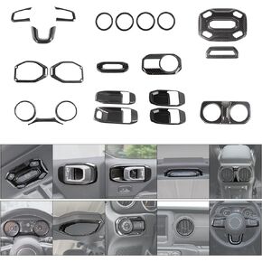 RT-TCZ 21 PCS Interior Trim Cover Decoration Accessories for Jeep Wrangler JL JLU 2 Door 4 Door & Gladiator JT 2018-2022(Carbon Fiber Grain)
