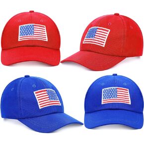 4 Pieces Patriotic Flag Baseball Cap Adjustable 4th of July Baseball Hats Patriotic Caps for Men Women