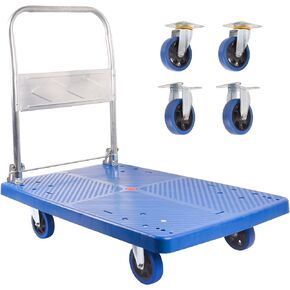 1320LBS Push Cart Dolly,Foldable Platform Truck Dolly with 360° Swivel Wheels, Space-Saving Design, Heavy Duty Hand Flatbed Cart Moving Cart for Loading,Groceries, Garage, Warehouse