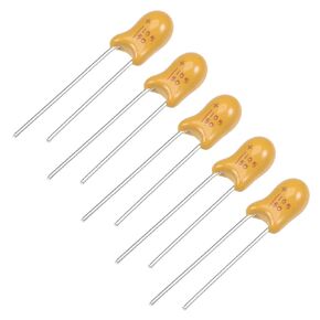 uxcell 1uF Tantalum Capacitor, 50V 2 Pin Yellow Radial Electrolytic Capacitor Dipped Tantalum Bead Capacitors 5pcs