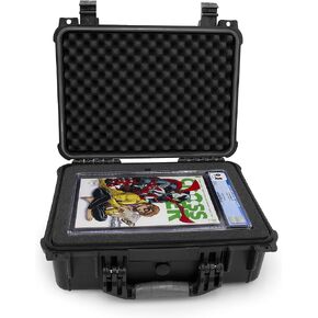 CASEMATIX 16" Waterproof Comic Book Storage Box – Comic Book Case Protects Up to 8 CGC Graded Comic Books or 30 Sleeved Top loaders in Airtight Customizable Book Bin
