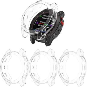 حافظة FitTurn متوافقة مع حافظة ساعة Garmin Epix Gen 2، غطاء حماية ملون مقاوم للصدمات من مادة TPU غطاء حماية لساعة Garmin Epix (الجيل 2) الذكية (3 شفاف)