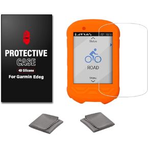 Chooee 4D Silicone Protective Cover case for Garmin Edge 530 with Screen Protector Orange