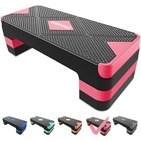 EVERYMILE Aerobic Exercise Step, Adjustable Aerobic Stepper for Exercise, Workout Step Platform, Step Up Box, 26.5" Step Deck with 4" 6" 8" Adjustable Height Risers, Women Home Gym Fitness