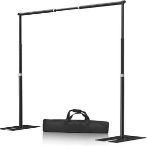 10x10ft Heavy Duty Backdrop Stand, Adjustable Pipe And Drape Stand Kit with Metal Steel Flat Base, Large Extendable Sturdy Background Diy Stand Backdrop Frame for Wedding Parties Banner