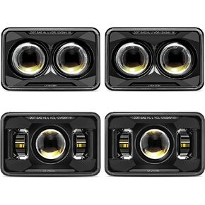 DOT 60W 4x6 LED المصابيح الأمامية [شعاع Hi/lo العلمي بشكل منفصل] بديل لـ Kenworth T800 T600 Peterbilt 379 Feightliner O-ldsmobile Cutlass H4651 H4652 H4656 H4666 H6545 أسود