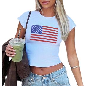 Y2k Baby Tees تي شيرت نسائي بأكمام قصيرة وطباعة جرافيك تي شيرت صيفي نحيف للفتيات المراهقات ملابس جمالية