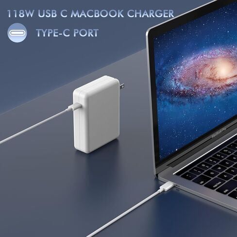 شاحن Mac Book Pro بقدرة 118 واط، محول طاقة شاحن سريع مع كابل شحن USB C إلى C بطول 6.6 قدم، شاحن MacBook Pro 14(2023) متوافق مع MacBook Air وMacBook Pro 13 14 15 16 بوصة، iPad Pro، جميع أجهزة USB C in Kuwait