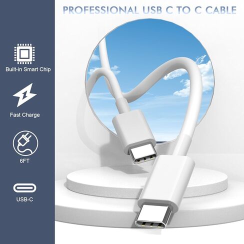 شاحن Mac Book Pro بقدرة 118 واط، محول طاقة شاحن سريع مع كابل شحن USB C إلى C بطول 6.6 قدم، شاحن MacBook Pro 14(2023) متوافق مع MacBook Air وMacBook Pro 13 14 15 16 بوصة، iPad Pro، جميع أجهزة USB C in Kuwait