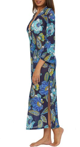 Trina Turk Women's Standard Pirouette Maxi Dress, V-Neck, Floral Print, Casual, Beach Cover Ups in Saudi Arabia