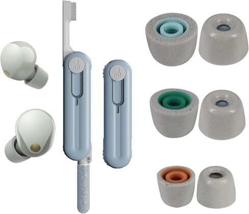 [3 Pairs] Replacement Eartips Earbuds Tips with Mesh Filter for Sony WF-1000XM5 & WF-1000XM4 Earbuds with Cleaning kit, 5 in 1 Storable Cleaning Pen & Noise-reducing Memory Foam Ear Tips(Black) in Saudi Arabia