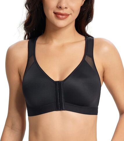 Lemorosy Women's Full Coverage Front Closure Posture Back Unpadded Wirefree Everyday Bra -Comfort and Double Support in Kuwait