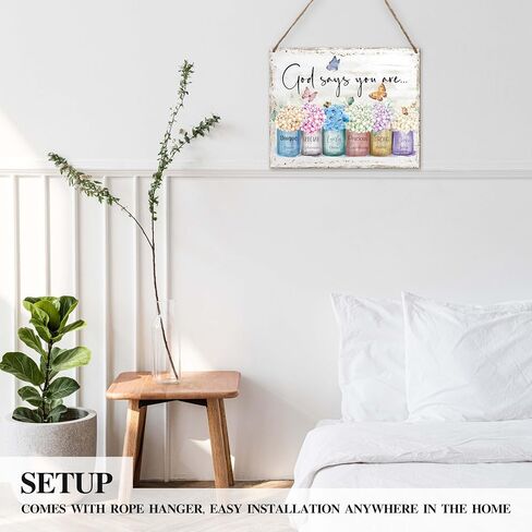 Christian Gift for Women Girls, Inspirational Quotes Bible Verse Bedroom Flowers Pictures Wall Art Hanging Decor，God Says You Are Wood Wall Art (A16) in Saudi Arabia