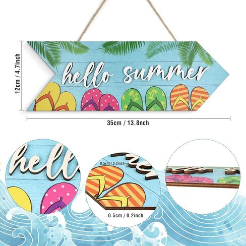 إنشاء زينة الصيف للمنزل 3D محكم مرحبا الصيف علامة علامة الباب الأمامي ديكور الشرفة الديكور عباد الشمس جولة خشبية معلقة علامة للمنزل حديقة ساحة المزرعة (عباد الشمس) in Kuwait