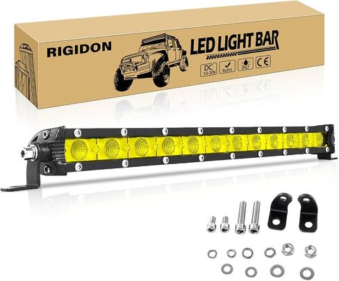 RIGIDON 2PCS 30W Amber LED Light Bar 7Inch Slim Flood Light Bar Single Row Waterproof LED Work Light Driving Boat Road Lights for ATV UTV Truck in Saudi Arabia