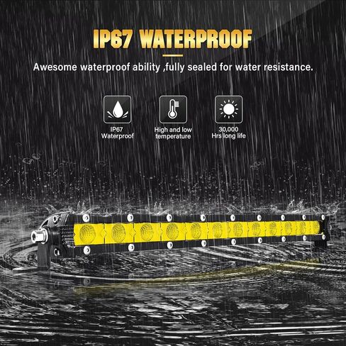 RIGIDON 2PCS 30W Amber LED Light Bar 7Inch Slim Flood Light Bar Single Row Waterproof LED Work Light Driving Boat Road Lights for ATV UTV Truck in Saudi Arabia