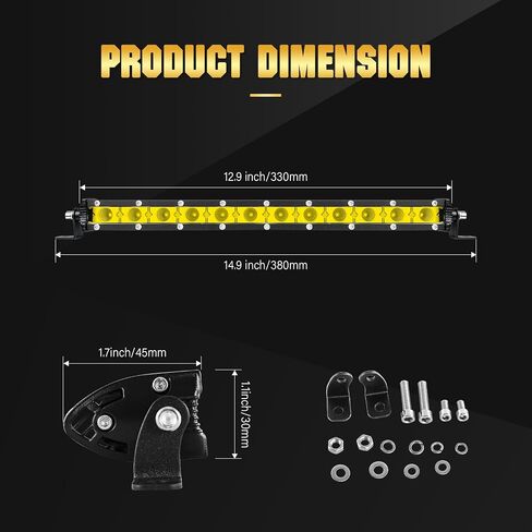 RIGIDON 2PCS 30W Amber LED Light Bar 7Inch Slim Flood Light Bar Single Row Waterproof LED Work Light Driving Boat Road Lights for ATV UTV Truck in Saudi Arabia
