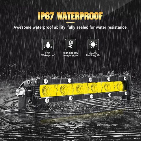 RIGIDON 2PCS 30W Amber LED Light Bar 7Inch Slim Flood Light Bar Single Row Waterproof LED Work Light Driving Boat Road Lights for ATV UTV Truck in Saudi Arabia