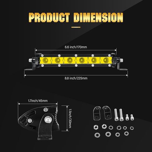 RIGIDON 2PCS 30W Amber LED Light Bar 7Inch Slim Flood Light Bar Single Row Waterproof LED Work Light Driving Boat Road Lights for ATV UTV Truck in Saudi Arabia