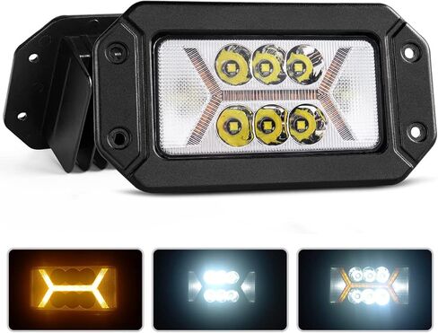 Chelhead Flush Mount Led Light Bars with Amber DRL 24W Spot Flood Combo Off Road Backup Driving Lights Fog Lamp Compatible with Jeep Ford Bumper ATV UTV SUV Truck Boat in Saudi Arabia