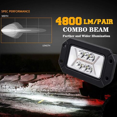 Chelhead Flush Mount Led Light Bars with Amber DRL 24W Spot Flood Combo Off Road Backup Driving Lights Fog Lamp Compatible with Jeep Ford Bumper ATV UTV SUV Truck Boat in Saudi Arabia