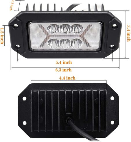 Chelhead Flush Mount Led Light Bars with Amber DRL 24W Spot Flood Combo Off Road Backup Driving Lights Fog Lamp Compatible with Jeep Ford Bumper ATV UTV SUV Truck Boat in Saudi Arabia