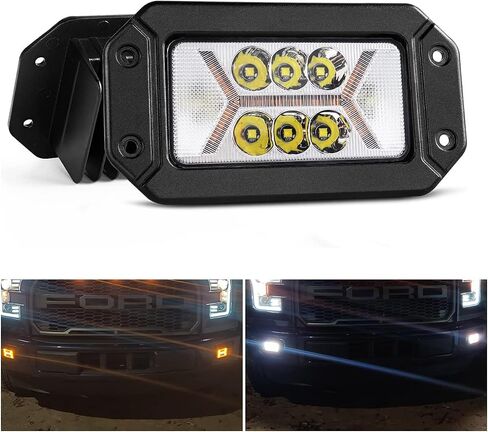 Chelhead Flush Mount Led Light Bars with Amber DRL 24W Spot Flood Combo Off Road Backup Driving Lights Fog Lamp Compatible with Jeep Ford Bumper ATV UTV SUV Truck Boat in Saudi Arabia