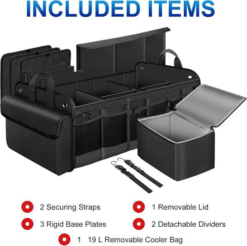 Heavy Duty Large Car Trunk Orgnaizer, SUV Trunk Organizer, Car Storage Organizer with Removable Insulated Leakproof Cooler Bag， Collapsible Car Organizer Foldable Cover in Saudi Arabia