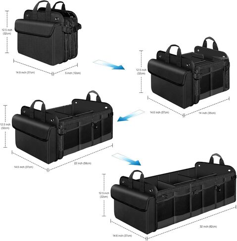 Heavy Duty Large Car Trunk Orgnaizer, SUV Trunk Organizer, Car Storage Organizer with Removable Insulated Leakproof Cooler Bag， Collapsible Car Organizer Foldable Cover in Saudi Arabia