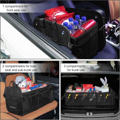 Heavy Duty Large Car Trunk Orgnaizer, SUV Trunk Organizer, Car Storage Organizer with Removable Insulated Leakproof Cooler Bag， Collapsible Car Organizer Foldable Cover in Saudi Arabia