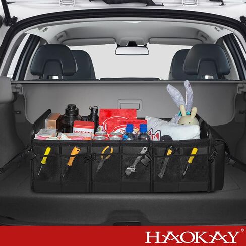 Heavy Duty Large Car Trunk Orgnaizer, SUV Trunk Organizer, Car Storage Organizer with Removable Insulated Leakproof Cooler Bag， Collapsible Car Organizer Foldable Cover in Saudi Arabia