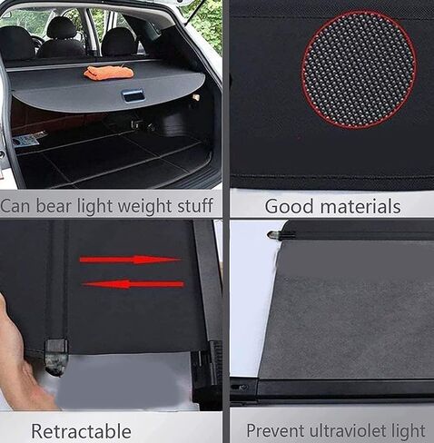 غطاء البضائع متوافق مع 2016 2017 2018 2019 2020 2021 Hyundai Tucson Trunk قابل للسحب غطاء ظل البضائع درع أسود in Kuwait