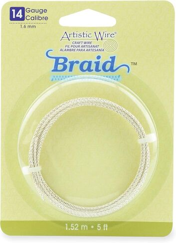 Artistic Wire, 14 Gauge / 1.60 mm Braided Round Copper Tarnish Resistant Silver Craft Wire, 5 ft / 1.5 m in Kuwait