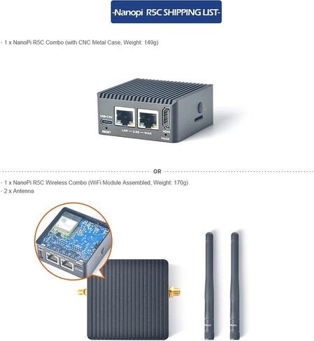 Nanopi R5C Mini WiFi Router OpenWRT with Dual PCIe 2.5Gbps Ethernet Ports 2GB LPDDR4X RAM Based in Rockchip RK3568B2 Soc for Smart Home Gateway Support Android Ubuntu (with M.2 WiFi Module) in Saudi Arabia