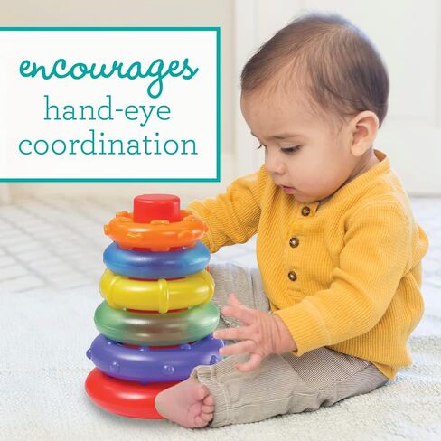 إنفانتينو روك آند رينجز، مجموعة ألعاب أطفال مكونة من 6 قطع للمحرك الدقيق والتنسيق بين اليد والعين، متعددة الألوان، من عمر 6 أشهر فما فوق in Kuwait