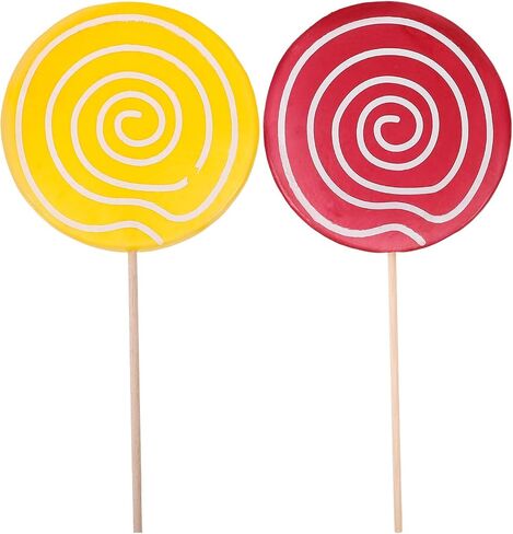 JOINPAYA 2Pcs Simulation Christmas Lollipop Stake Big Lollipops Tea Swirl Large Lollipops Lollipop Photo pops Fake Lollipop Prop Christmas Lollipop Ornaments Theme Candy Child Food Wooden in Saudi Arabia