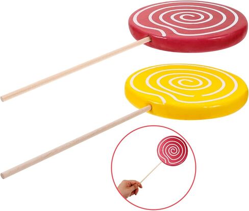 JOINPAYA 2Pcs Simulation Christmas Lollipop Stake Big Lollipops Tea Swirl Large Lollipops Lollipop Photo pops Fake Lollipop Prop Christmas Lollipop Ornaments Theme Candy Child Food Wooden in Saudi Arabia