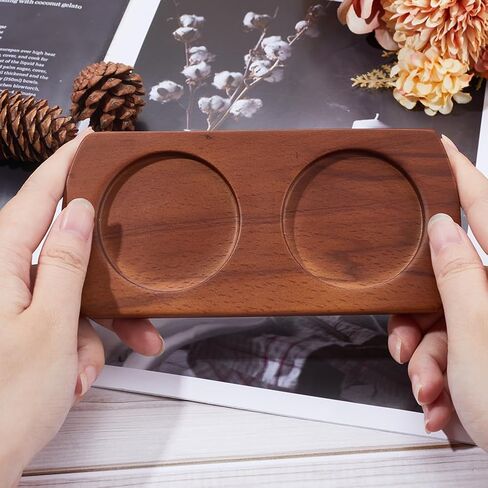 GORGECRAFT Black Wooden Salt and Pepper Mill Tray Acacia Wood Tray Peper Mill Holder Mills & Shakers Salt & Pepper Grinder Rest for 2 Mills Accessories Kitchen Storage Holder Home Decoration Crafts in Saudi Arabia