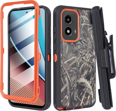 متوافق مع هاتف Motorola Moto G Stylus 5G 2024 مع واقي شاشة مدمج ومشبك حزام دوار لحماية كامل الجسم وغطاء مسند مقاوم للصدمات (مموه) in Kuwait